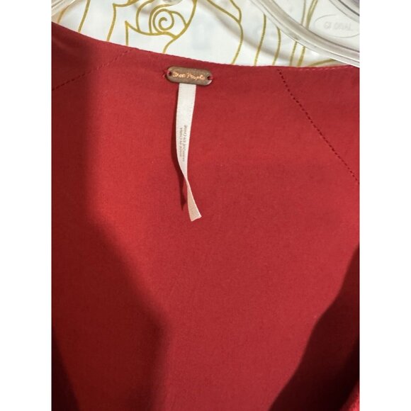 Free People Dress Small Don't Dare Red Mixed Print Mini Babydoll 014 - Picture 4 of 8